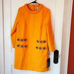 Jackie Marigold Tweed Jewel Embellished Dress